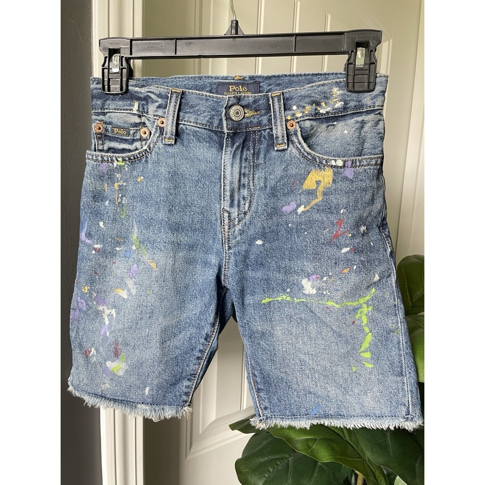 Polo Ralph Lauren Boys' Denim Shorts Paint Splatter Sullivan Slim Size 10
